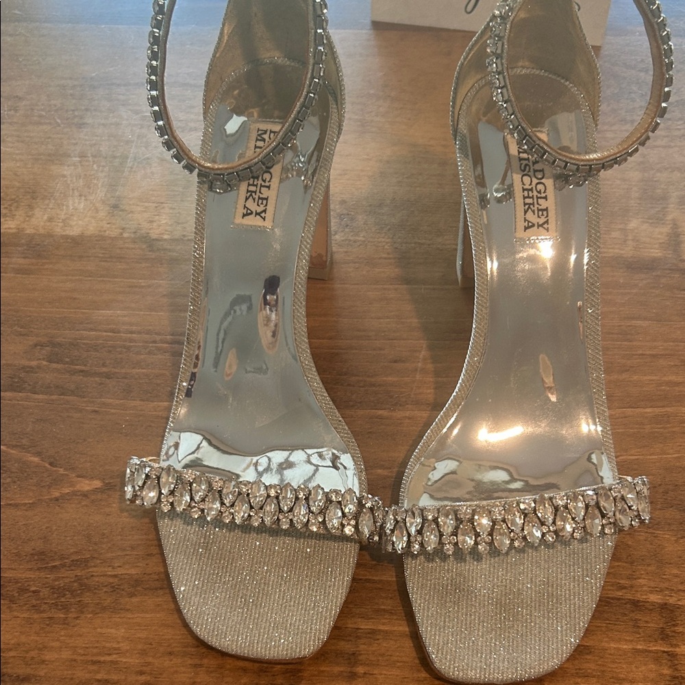 Badgley Mischka Glittering Silver Heels